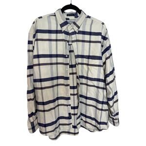 GANT Salty Dog Plaid Button Down Shirt Cream Navy Red Men’s XL 100% Cotton
